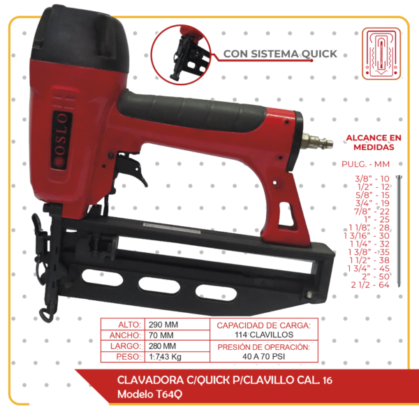 CLAVADORA C/QUICK P/CLAVILLO CAL. 16 – Modelo T64Q (Versión 1 ...